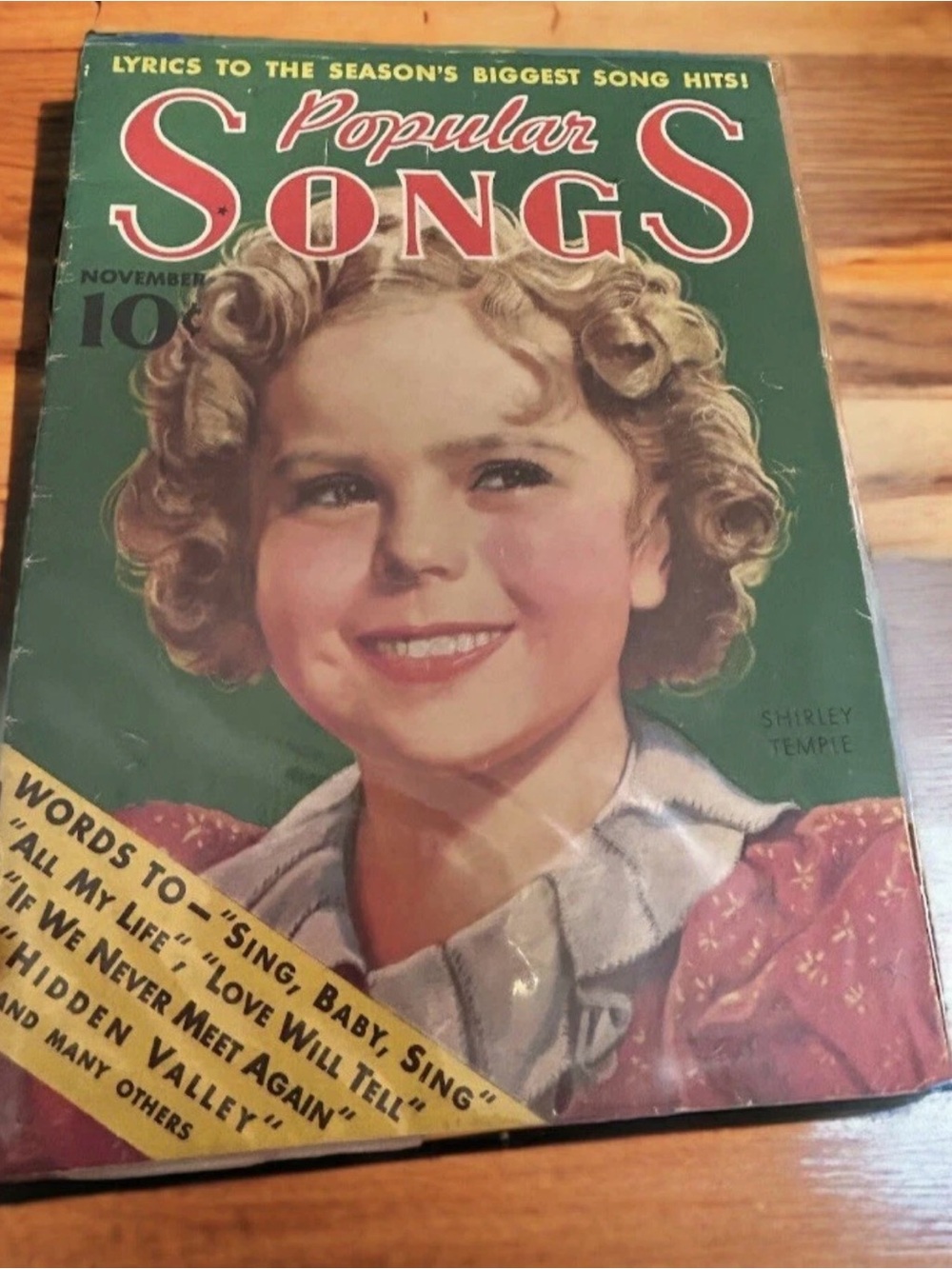 Popular Songs Magazine - November, 1936 - Classic Shirley Temple Cover - RARE